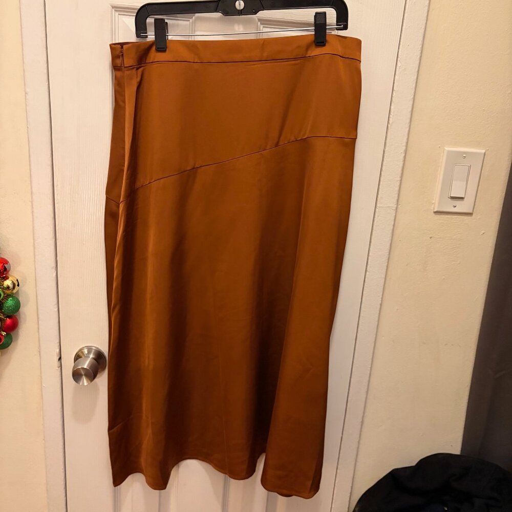 J.Crew Rust Satin Midi Skirt Size 14 | Silky Slip Skirt